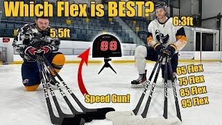 What is the BEST hockey stick flex to use 65 75 85 or 95 ? Shot speed test with big and small player