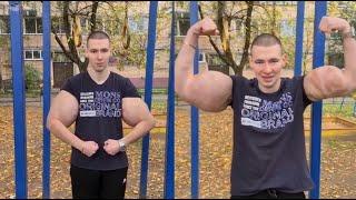 Russian Guy Proves Strength With Fake Muscles