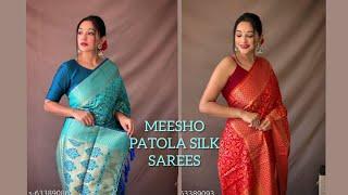 MEESHO PURE PATOLA SILK SAREE  WITH CONTRAST MEENAKARI AND RICH PALLU #meeshohaul #silksaree