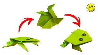 Как сделать прыгающую лягушку из бумаги  Оригами а4 лягушка