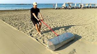 Amazing beach trash recycling. ECO-HERO!