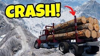 CLIFF ROADS vs Giant Falling TRUCKS! - BeamNG Mods