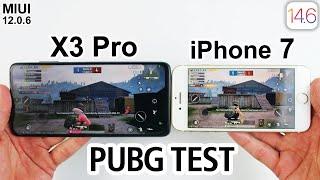 Poco X3 Pro vs iPhone 7 PUBG MOBILE TEST - Miui 12.0.6 vs IOS 14.6 PUBG TEST