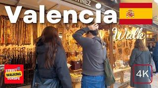 Valencia, Spain  - 4K-HDR City Tour Walking at Christmas Market