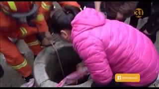 В Китае спасли четырехлетнюю девочку, упавшую в колодец