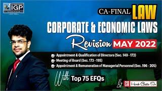 CA FINAL | COPORATE & ECONOMIC LAWS | REVISION MAY 2022 | WITH TOP 75 EFQs | CA HARSH GUPTA