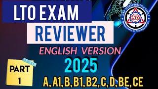 2025 LTO ENGLISH VERSION PROFESSIONAL AND NON PROFESSIONAL A, A1, B, B1, B2, C, D, BE, CE PART 1