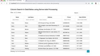 Column Search in Datatables using Server-Side Processing