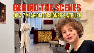 Inside seven year old fashion designer Max Alexander’s volunteer atelier.