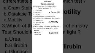 Lab technician MOH exam questions & answers