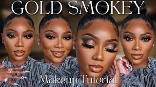 Gold Smokey Eye Makeup Tutorial | Tamara Renaye