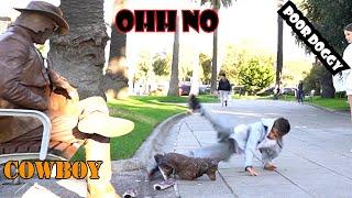 #Cowboy_prank. WHEN THE PRANK GOES WRONG. super funny reactions. lelucon statue prank. luco patun