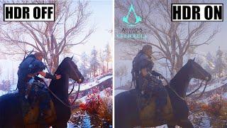 Assassin's Creed Valhalla - Graphics Comparison Gameplay HDR OFF VS HDR ON [4K-60FPS]