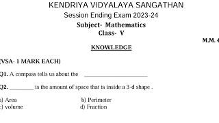 CLASS-5 MATHS / Annual Exam 2024 Sample Question Paper / KV CBSE / For Kendriya Vidyalaya students