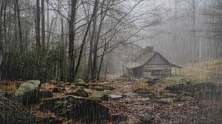 Расслабляющий дождь и гроза в туманном лесу - звуки дождя и грома для сна