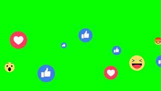 Facebook Live Reactions Animation Overlay Green  Black Background Screen