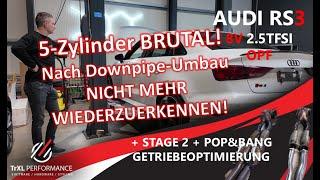 AUDI RS3 STAGE 2 + DOWNPIPE = BRUTALES MONSTER!  Klingt jetzt WIE EIN 5 Zylinder klingen muss! 