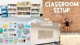 CLASSROOM SETUP DAY 2 & NEW TEACHER STICKER LAUNCH | First Year 5th Grade Teacher