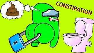 The impostor's tummy doesn't work. He is constipated. Among Us animation. Funny moments