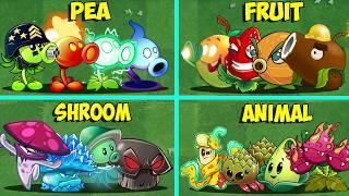 4 Team PEA x SHROOM x ANIMAL x FRUIT Battlez - Who Will Win? - Pvz 2 Team Plant vs Team Plant