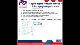 PARAGRAPH ORGANIZATION / CIVIL SERVICE EXAM REVIEW / ENGLISH TOPICS TO REVIEW