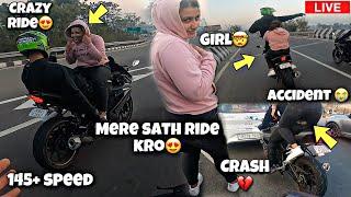 Crazy couple ride r15v3  | Cute stranger girl want ride @armanrider011 || Training legs workout