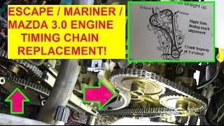 Ford Escape Mazda Tribute Mercury Mariner Timing Chain Replacement and Timing Marks