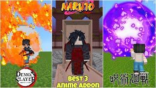 3 Best Anime Addon mcpe 1.21 | anime addon mcpe 1.20 | jujutsu kaisen addon mcpe | demon slayer mod