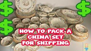 How to Pack and Ship a Huge 58 Piece Vintage China Set | Thrift with us | Ebay Reseller