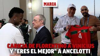 El 'inside' del Madrid: caricia de Florentino a Vinicius, y piropo de Regragui a Ancelotti I MARCA