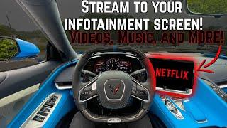 I Hooked Up NETFLIX in My C8 Corvette and It's AMAZING! In-Depth Review of the Car Play Box ULTRA!