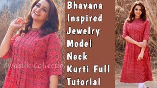 Jewelry Model Neck Kurti/ Back Open Collar/എങ്ങനെ ചെയ്യാൻ പഠിക്കാം