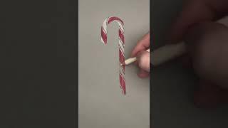 Draw a realistic candy cane! #shorts #drawing #drawingtutorial #candycane