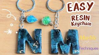 Epoxy resin keychains tutorial || How To Create Marble Effect In Resin Letter Keychains #resinart