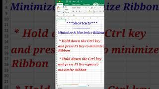 Shortcut For Minimize Or Maximize Ribbon