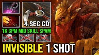 1 SHOT INVISIBLE GANKER 4 Sec CD Shuriken Spam Khanda OC Max Level Dagon Solo Mid Bounty Dota 2