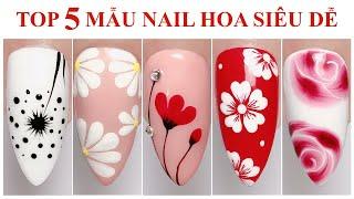 5 EASY FLOWERS NAIL ART FOR BEGINNER