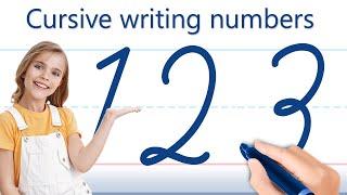 Learning to write and count numbers for kids. Cursive writing. Handwriting preschool. 123