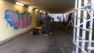 Spray painting in Wolverhampton subways