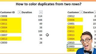 How to color duplicates from two columns in excel #exceltips