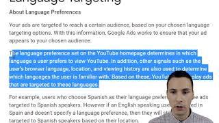 Google Ads Video Language Campaign Settings