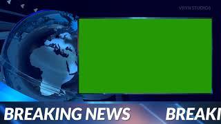 News Background Video Breaking News Green Screen - With Earth Rotation