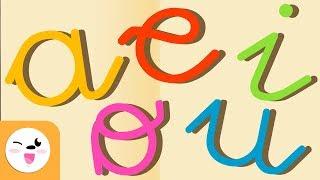 Las vocales con caligrafía enlazada - El abecedario para niños - A, E, I, O, U - Canción vocales