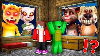 JJ and Mikey hide From Scary TALKING TOM AND ANGELA EXE monsters At Night in Minecraft - Maizen