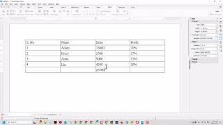 Table Functions in LibreOffice Writer | Spreadsheet