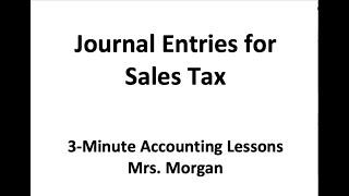 Journal Entries for Sales Tax Transaction