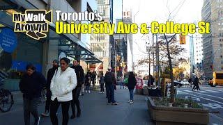 Walking downtown Toronto's busy streets: University Ave and College st 4k video walk