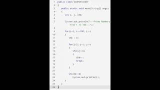 print prime numbers from 1 to 100 in java # java programming #easy #java #coding