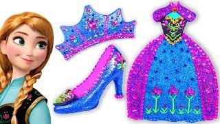 Play Doh Making Colorful Sparkle Disney Princess Frozen Anna Dress High Heels Crown Castle Toys