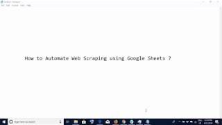 How to automate Web Scraping using Google Sheets